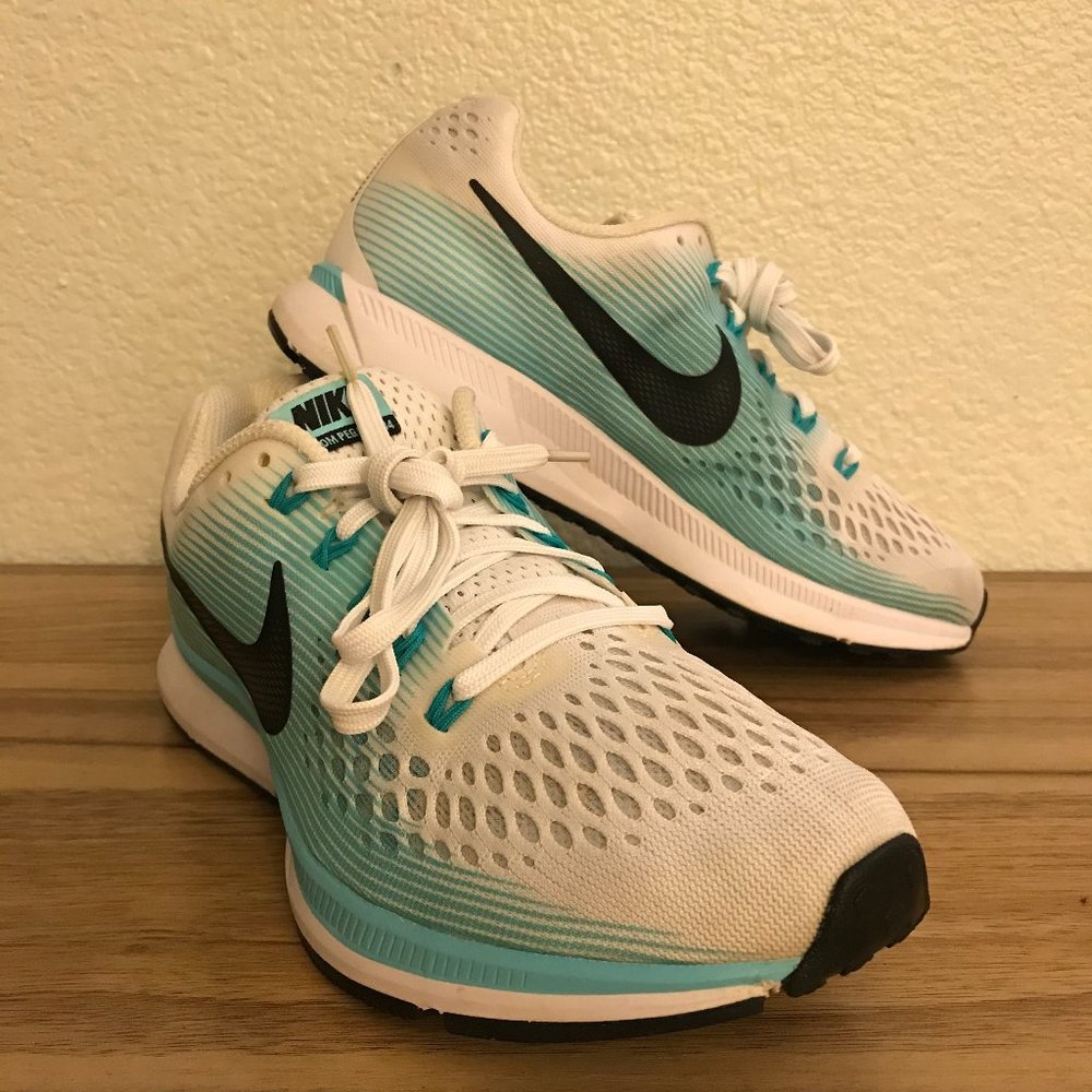 Nike Womens Air Zoom Pegasus 34 Blue/Green Running Shoes Size 8 880560-101 NWOB